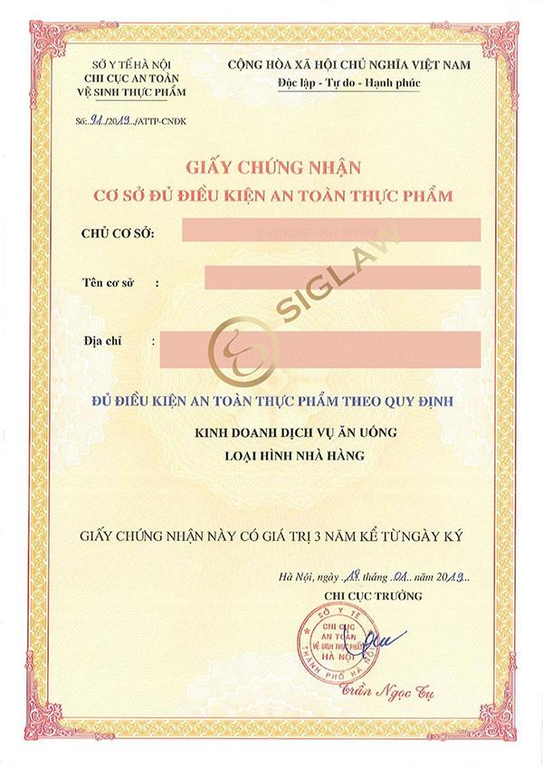 Điều kiện cấp giấy chứng nhận an toàn thực phẩm