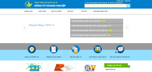 (Website chính thức để đăng ký doanh nghiệp trên cổng thông tin quốc gia)