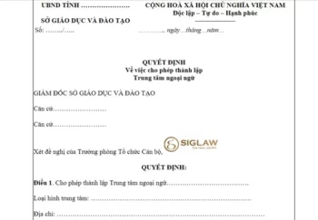 Mẫu Quyết định thành lập trung tâm ngoại ngữ