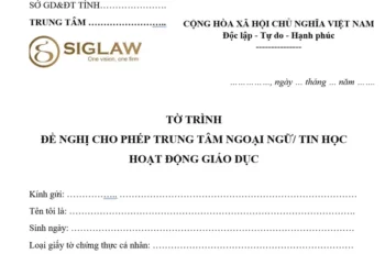 Mẫu tờ trình đề nghị cấp phép hoạt động giáo dục